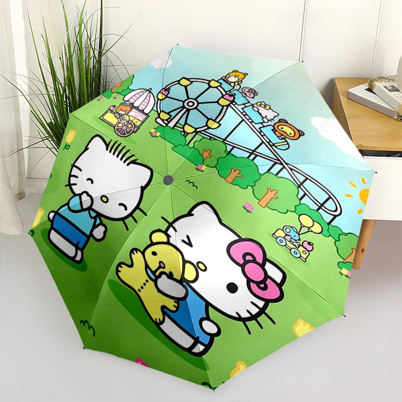 1pc Hello Kitty Automatic Opening/Closing Umbrella with Convenient Three-Fold Design, 8-Bone Iron Frame, Outdoor Umbrella, Perfect Gift for Fans, Trav
