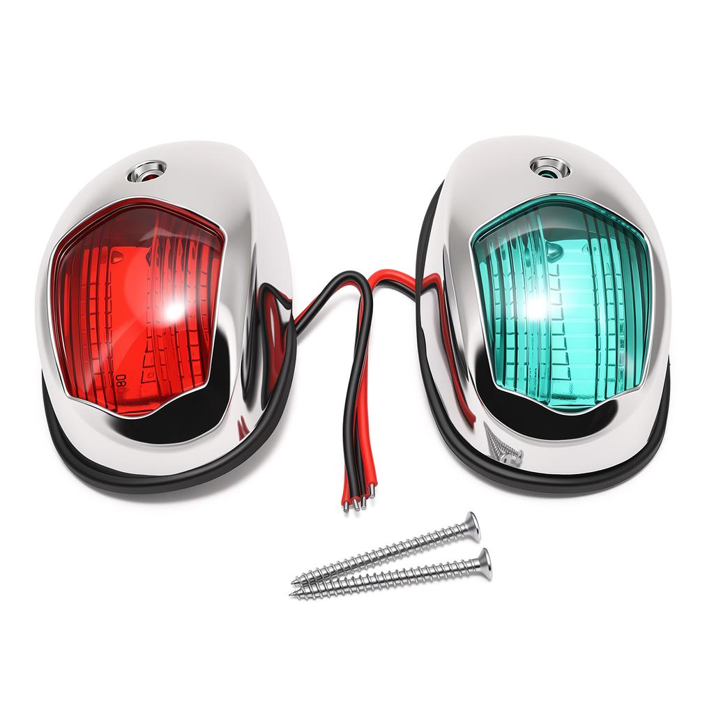 2 PCS Waterproof Yacht Navigation Light 12V 24V Boat Position Lights Marine Lights 27LED Marine Signal Warning Lamp Red & Green