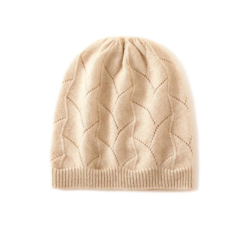 Cashmere 2025 High-End Women's Cable Knit Warm Casual Hat for Autumn/Winter