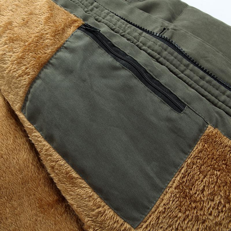 Herren Winter Militärstil Mehrere Taschen Fleecegefüttert Baumwolljacke, Große Größen