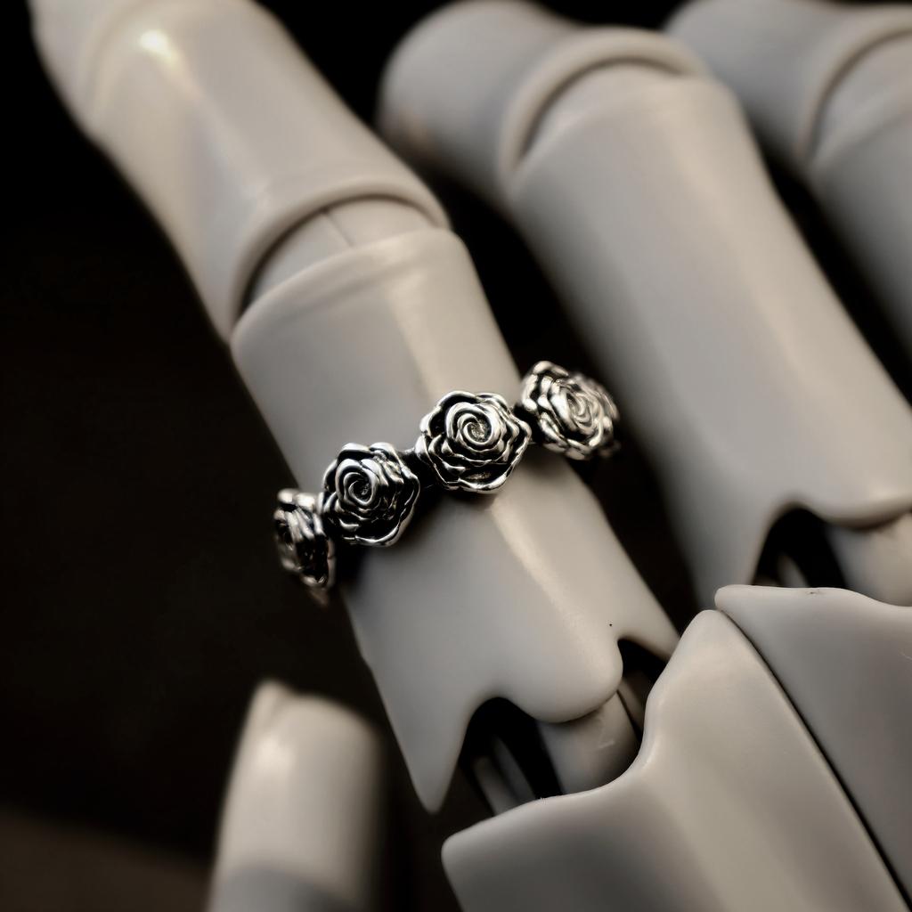 Retro Floral Crown Adjustable Open Ring For Men Women Silver-plated Copper Punk Gothic Edgy Jewelry Unisex Accessories Cool Gift