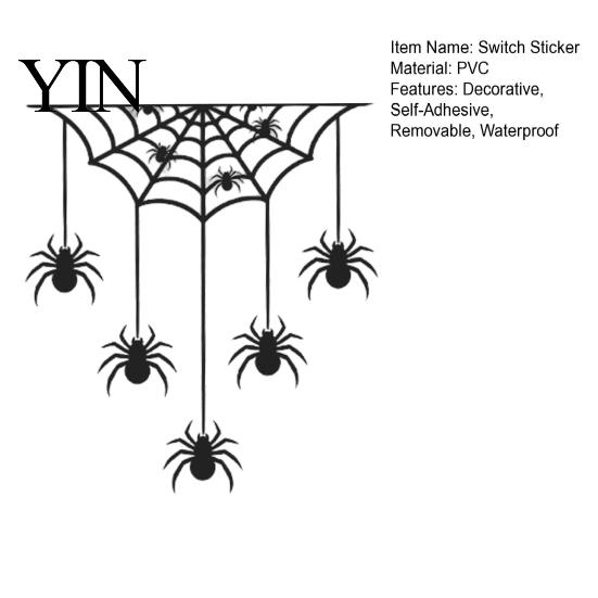 Easy Peel-and-Stick Halloween Decal Spider Web Light Switch Sticker, Upside Down Decal, Removable Anti-fade Long Lasting Wall Decals, PVC Waterproof