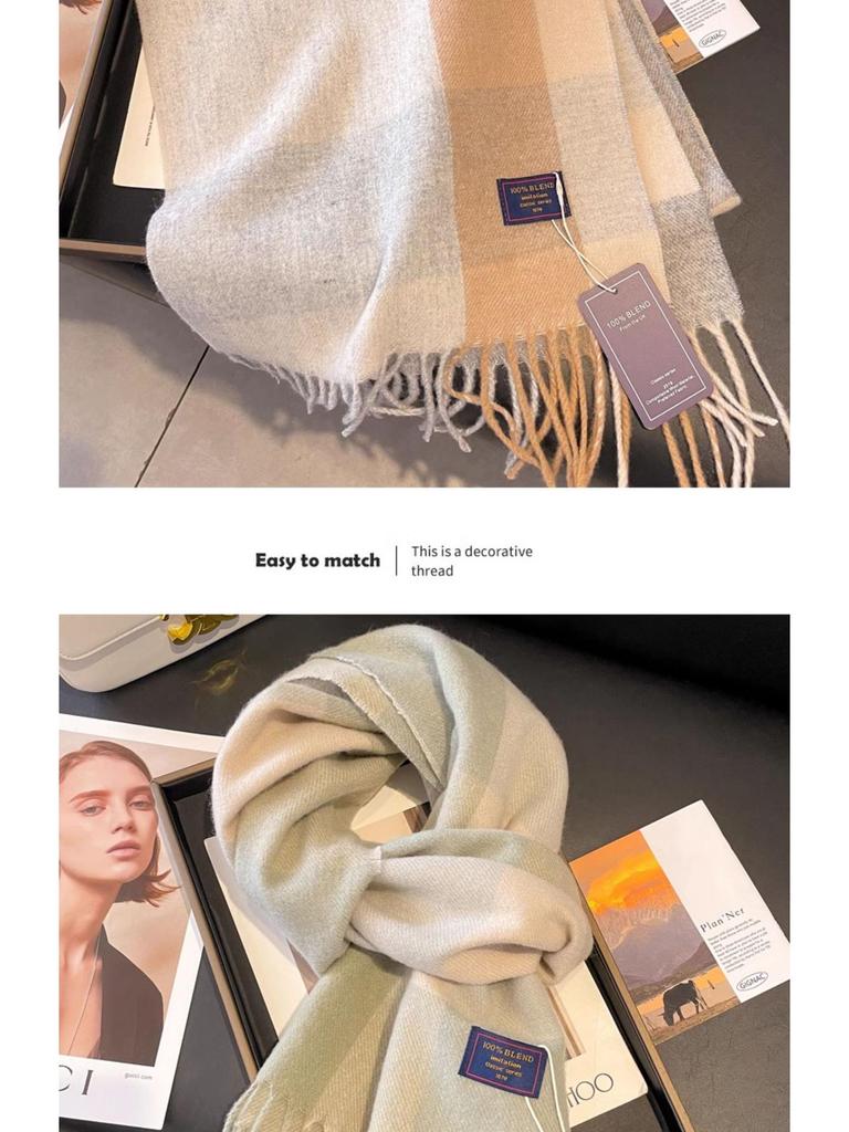 Women's Classic British Style Black & White Plaid Scarf, Winter Imitation Cashmere Shawl, Dual-Use Chessboard Design for Couples