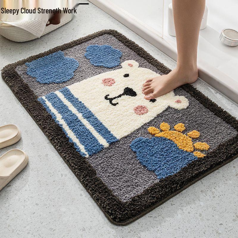 Cute Cartoon Non-Slip Bathroom Floor Mat & Toilet Door Foot Pad