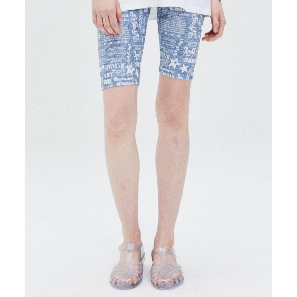

LUV IS TRUE SU DENIM LETTER BIKER SHORTSBLUE