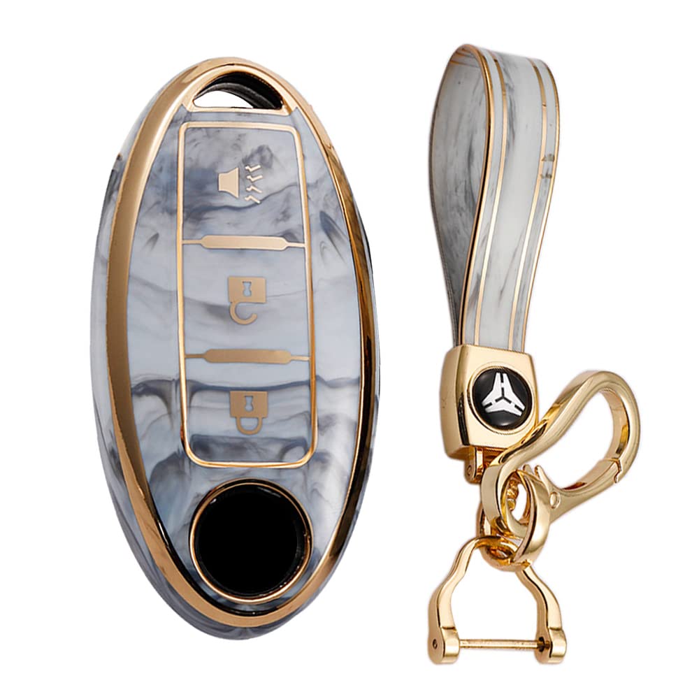 

[KUNIO] Keychain Key Case for Nissan Luxury Marbling Pattern for серый