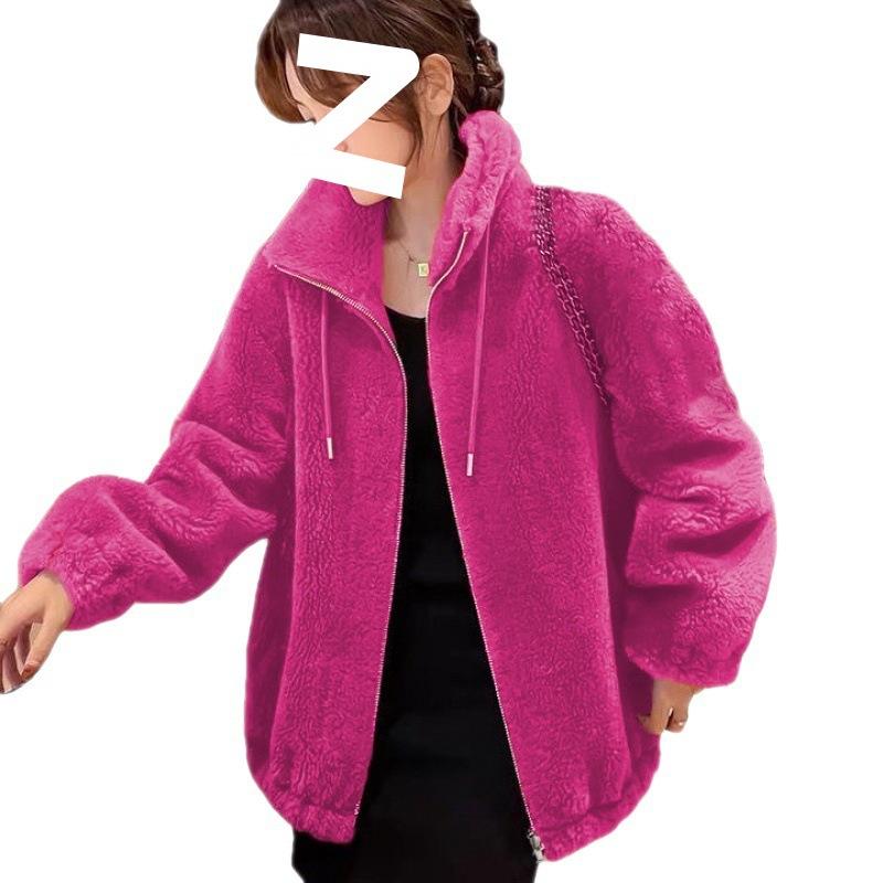 Women's Trendy Winter Coats with Velvet and Thickened Double-sided Velvet Stand-up Collar Warm Sweatshirt for Women Cardigan Zipper Fleece for Women