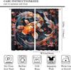 Japanese Wave Curtain Fantasy Anime Koi Fish Black Background Oriental Japanese Sea Wave Flower Art Pole Pocket Blackout Curtain