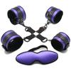 Purple Satin Restraints Set Ankle Wrist Cuffs Blindfold  Toy Kit  Starter Kits