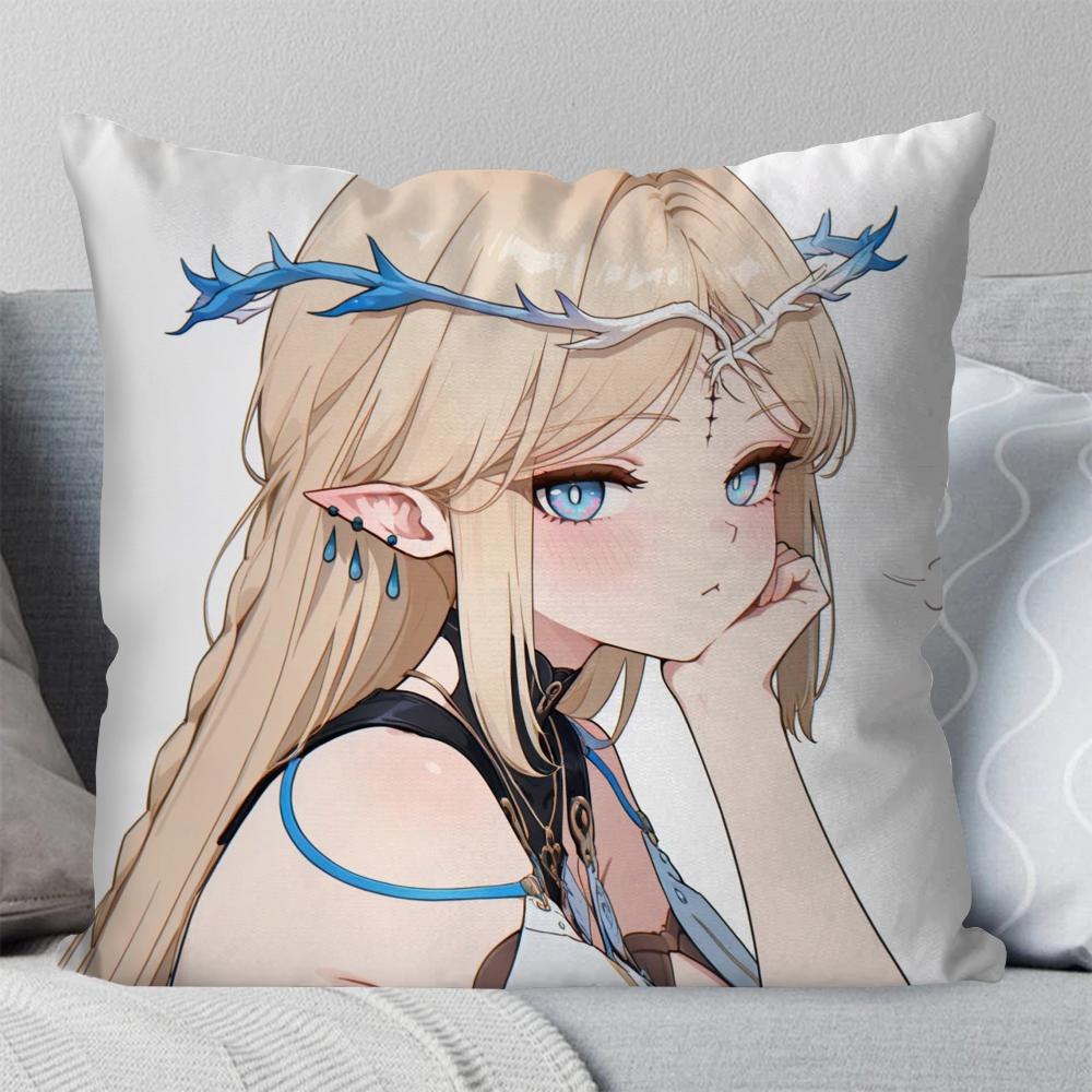 Cartethyia Anime Game W-Wuthering Waves Pillow Case Square Pillow Bedroom Sofa Leisure Comfort Living Room Home Decoration 40X40