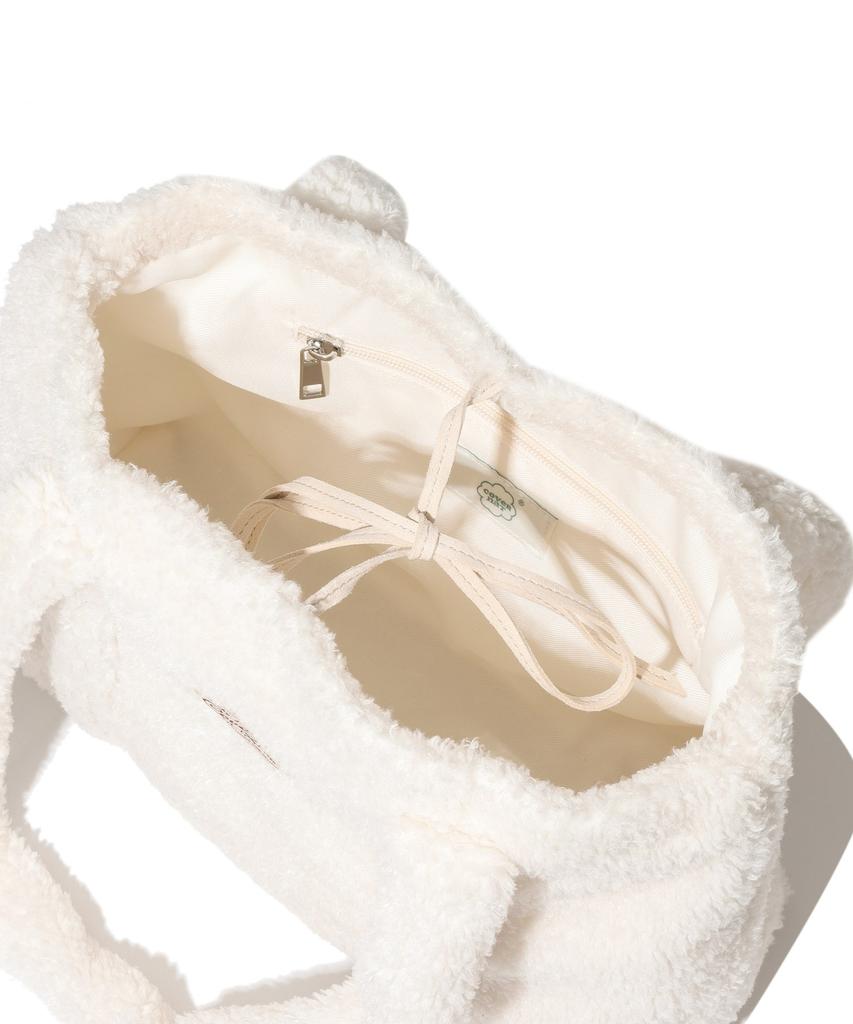 Covernat Woman Clover Heart Fluffy Medium Tote Bag Ivory
