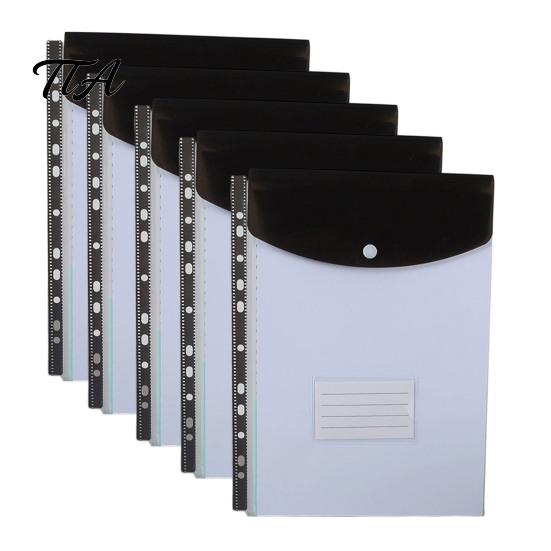 Snap Button Envelope 11 Hole Expanding File Pockets, Reusable PP Document Sleeves, Transparent Tear-resistant Bag Waterproof Organizer for Home Office