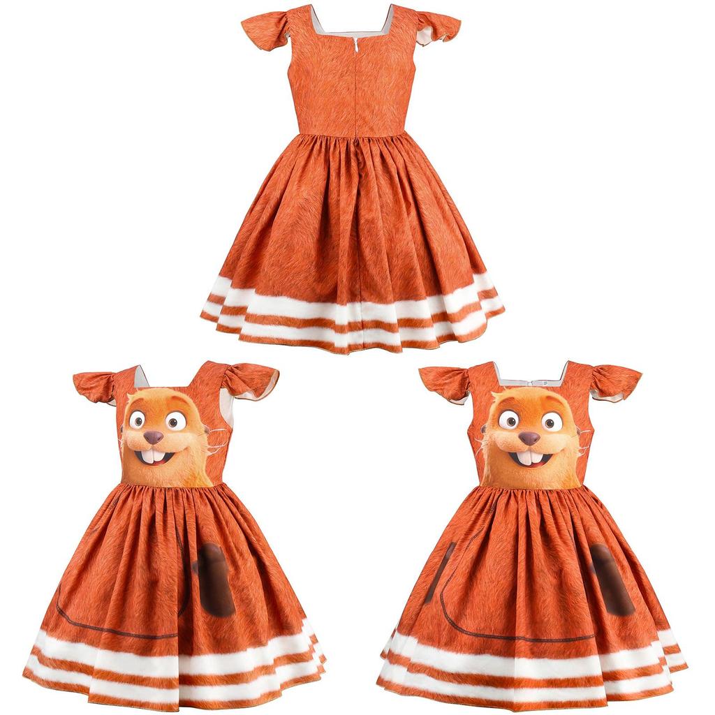 Hoppers Kinder Biber Verwandlung Cosplay Kleid Mit Cartoon Aufdruck Für Kinder Alter 3 Bis 8