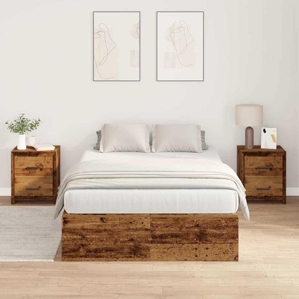Storage Bed Frame Reclaimed Wood Style 120 X 190 Cm Wood Based Material