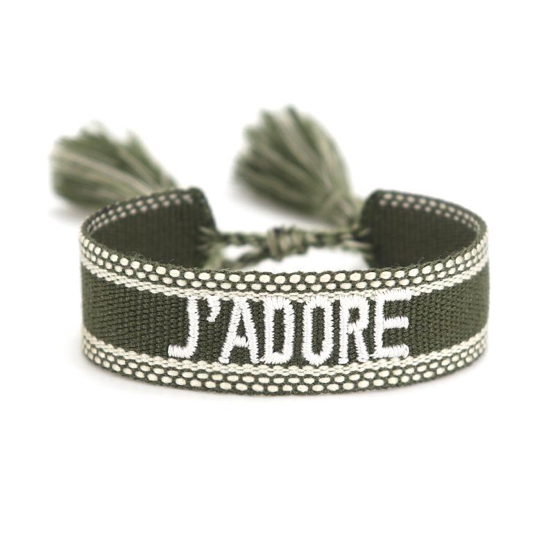 Rhinestone Embroidery Woven Bracelets Adjustable Rope Stackable Bangle For Women