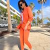 Tooxika New Fashion Casual Solid Color Long Sleeved Suit Pants Two-piece Set