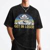 Washed T Shirts Get In Loser Funny Alien Ufo Hip Hop Vintage Tshirt Oversize Streetwear Graphic Printed Tops Tees For Men Women