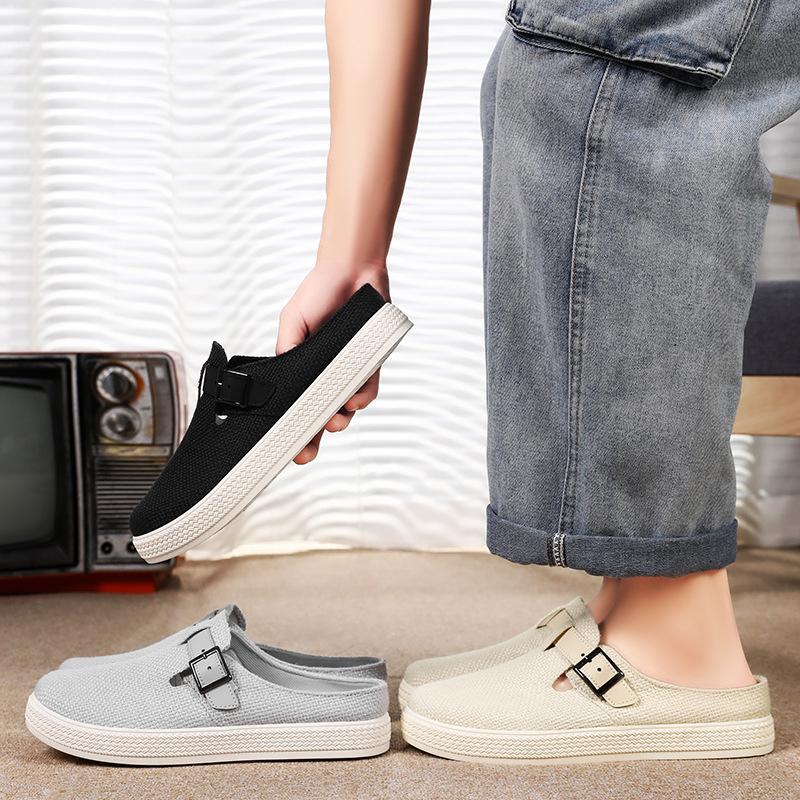 Men's Shoes New Autumn Breathable Slippers Lightweight and Simple Casual Shoes Comfortable Half-support Soft-soled Versatile Single Shoes