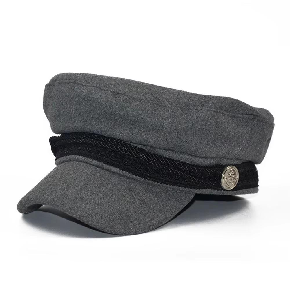 Spring Autumn Sailor Black Ladies Beret Top Captain Cap Travel Octagonal Hat Fashion Women Men All-Match Trendy For Daily