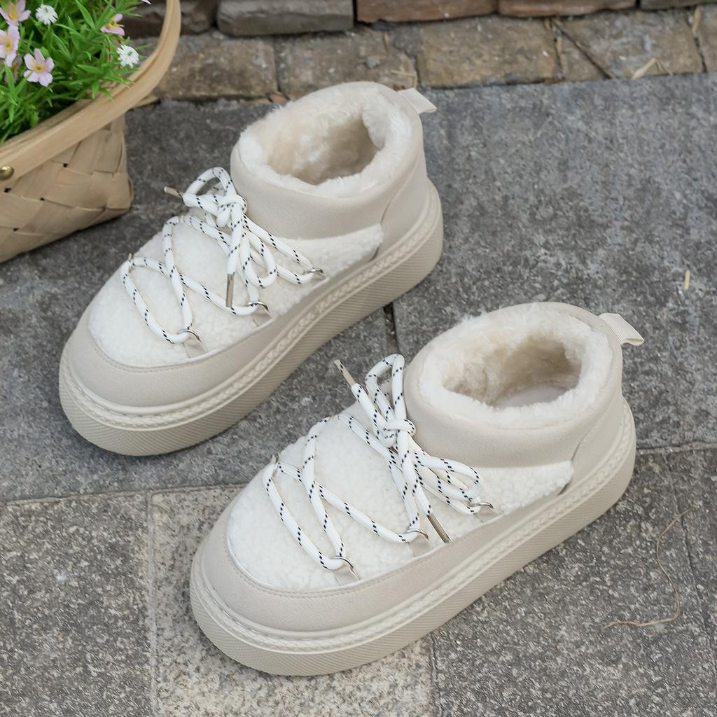 2025 New Comfortable Large Size Thick-soled Autumn and Winter Casual Snow Boots Cute Round Head Thick-soled Straps Warm Bread Shoes