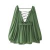 2026 Spring Women's Hollow Lantern Sleeve V-Neck Off-the-Shoulder Mini Dress