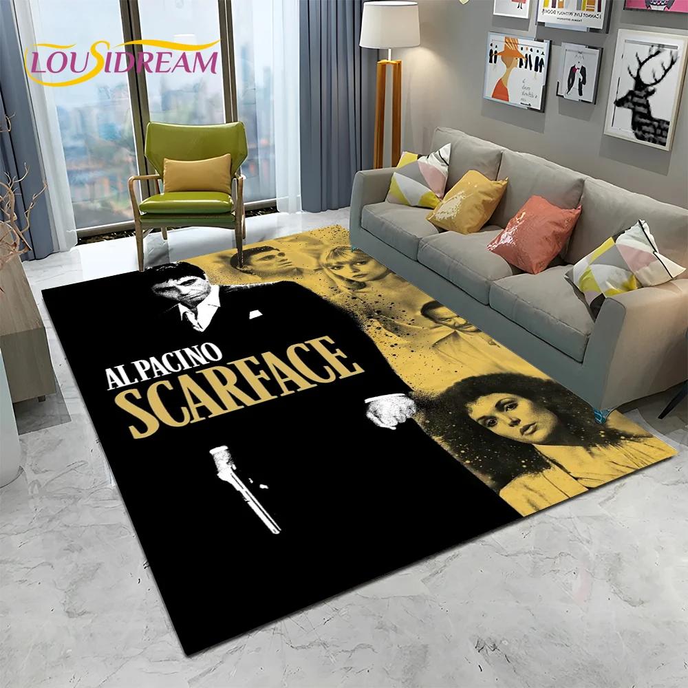 Scarface 3D Classic Film Tony Teppich für Zuhause Wohnzimmer Schlafzimmer Sofa Fußmatte Dekor, Kinder Spielbereich Teppich Rutschfeste Bodenmatte