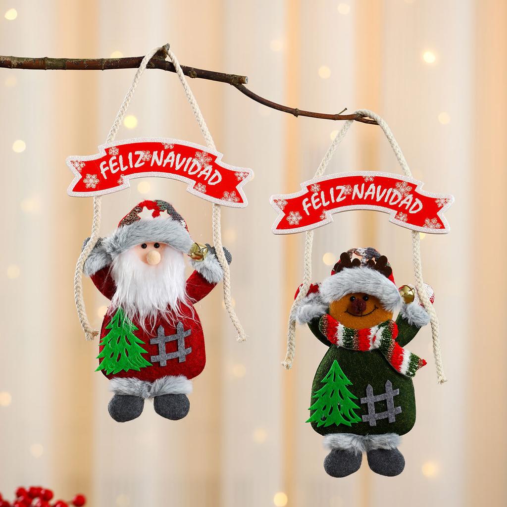 Christmas KT Board Fabric Hands Up Doll Pendant Christmas Tree Hanging Scene Layout Letter Card Pendant