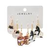 Exclusive Alloy Cartoon Kitten Print Earrings Fashion Set