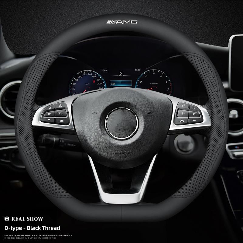AABCR1 Car Leather Steering Wheel Cover Anti-slip Accessories For Mercedes Benz AMG GLC W203 W206 W220 W205 W211 W212 W201 W210 GLK GLE