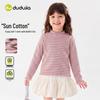Girls' Striped Ruffle Long Sleeve Base Layer Top