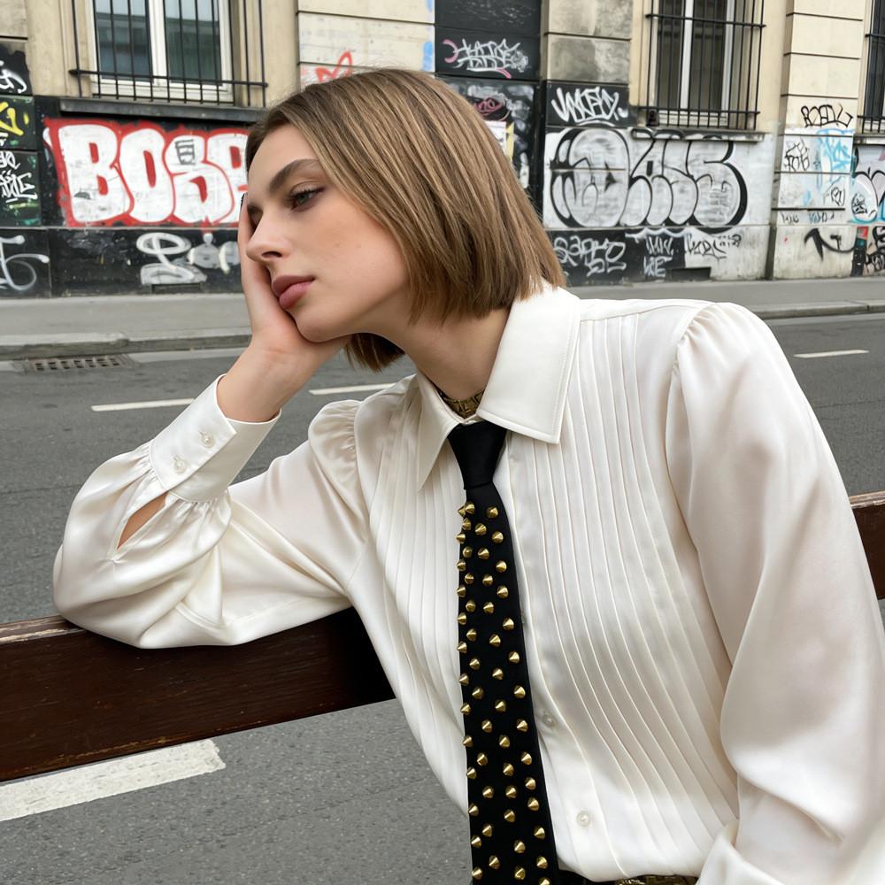 Modern Punk Snapon Necktie With Arrow Design For Casual Daily Wear