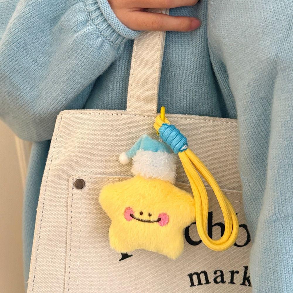 Soft Stars Keychains Cute Doll Couple Key Chain Kawaii Star Plush Key Chain  Bag Accessories