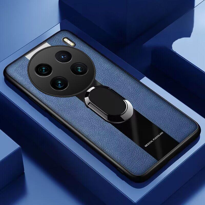 

Роскошный магнитный держатель для VIVO X200Pro X200 Pro Mini кожаный защитный чехол для VIVO X100 Ultra X100S Pro Ring противоударный бампер VIVO X200Pro синий