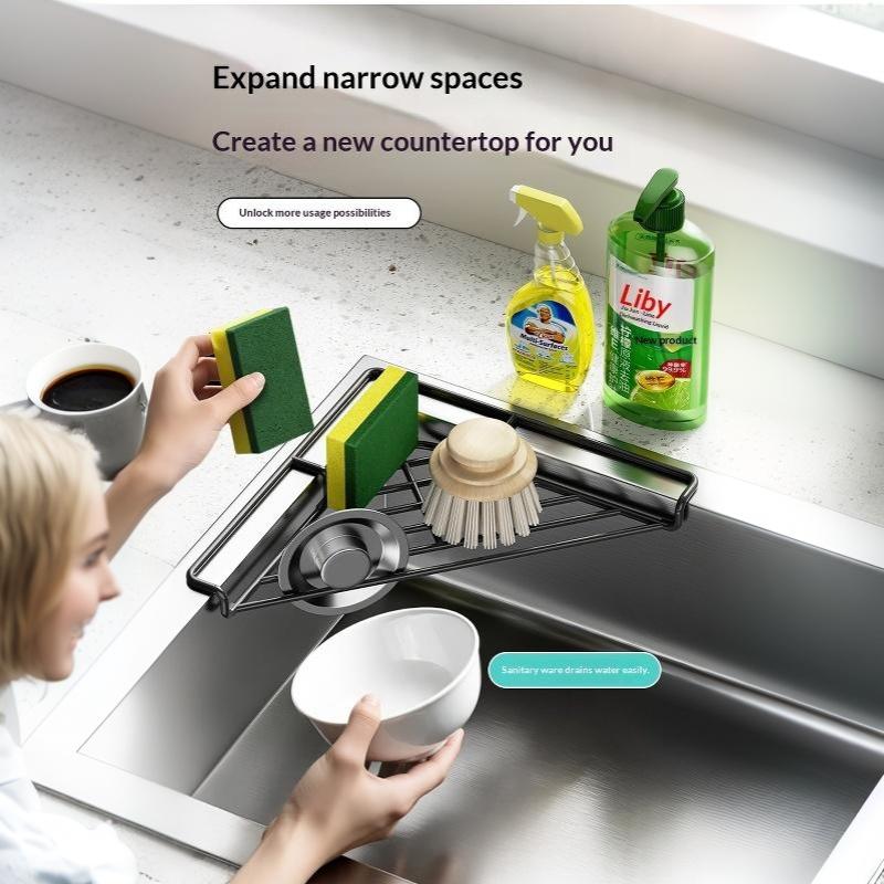 Waterproof Sink Corner Rack Anti-Rust Punch-Free Sponge Drying Rack Hollowed Sink Drain Shelf Bathroom