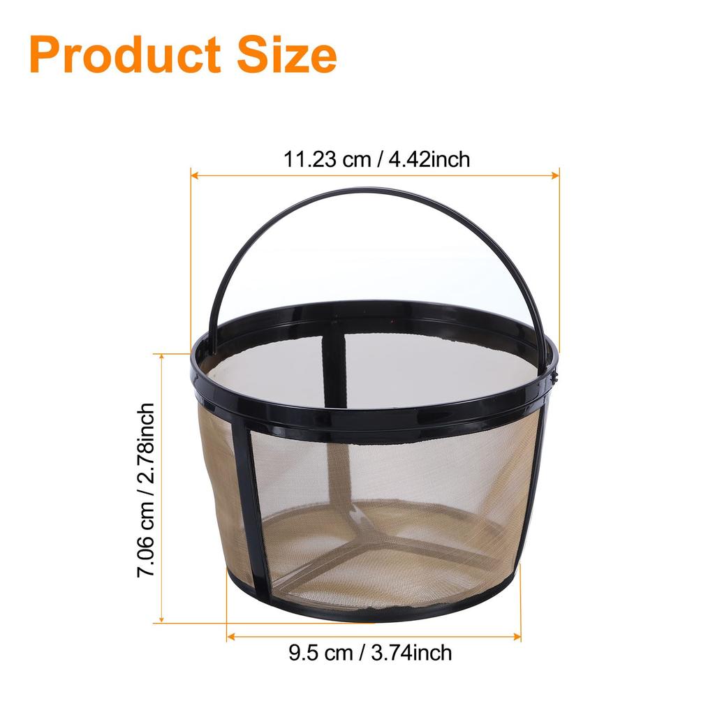 Uxcell 12-Cup Coffee Filter Basket, Reusable Replacement Coffee Filter Basket for Coffee Makers with Mesh Bottom, Gold, 2-Pack
