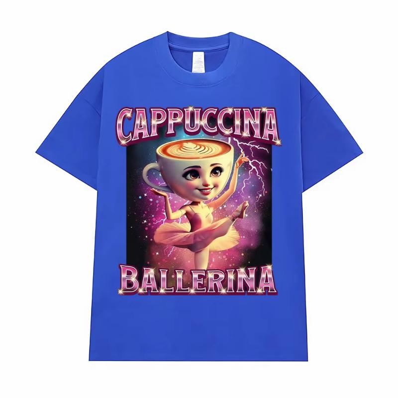 Cappuccina Ballerina Funny Italian Brainrot Meme T Shirt Men Women Clothing Fashion Trending T Shirts Casual 100% Cotton T-shirt