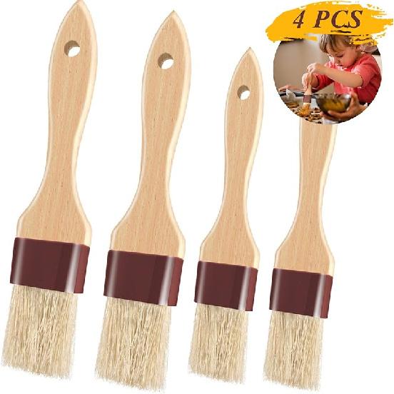 Pastry Brushes for Baking Basting Brush with Boar Bristles and Beech Hardwood Handles Culinary Oil Brush for Barbecue Butter Grill BBQ Sauce Baster