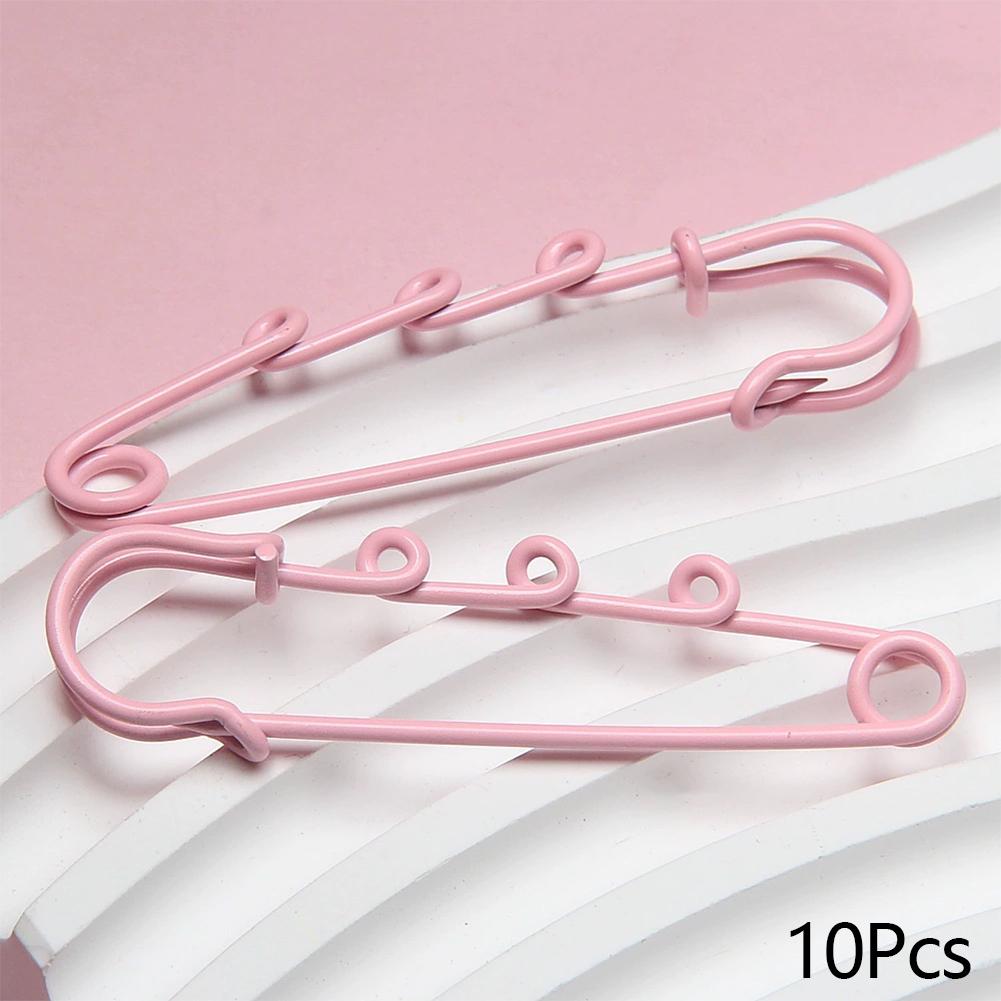 10pcs Metal Safety Pins Brooch Sewing Clothes Pins With 3Loops For Tags DIY Crafts Jewelry Making Findings