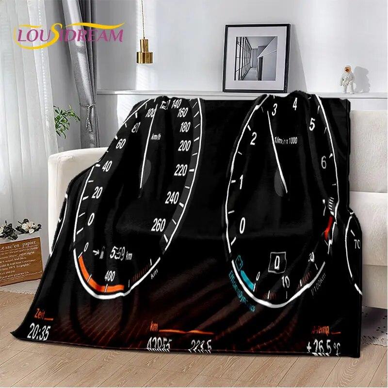 3D-Rennwagen-Armaturenbrett, weiche Plüsch-Steppdecke, Flanelldecke, Überwurfdecke für Wohnzimmer, Schlafzimmer, Bett, Sofa, Picknick-Abdeckung