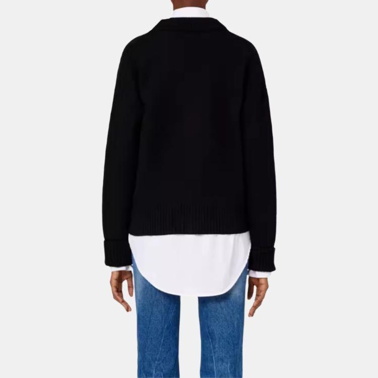 AMIPARIS Heart Casual Loose Wool V-Neck Long Sleeve Sweater Unisex Sweater BFUKC0020181-009