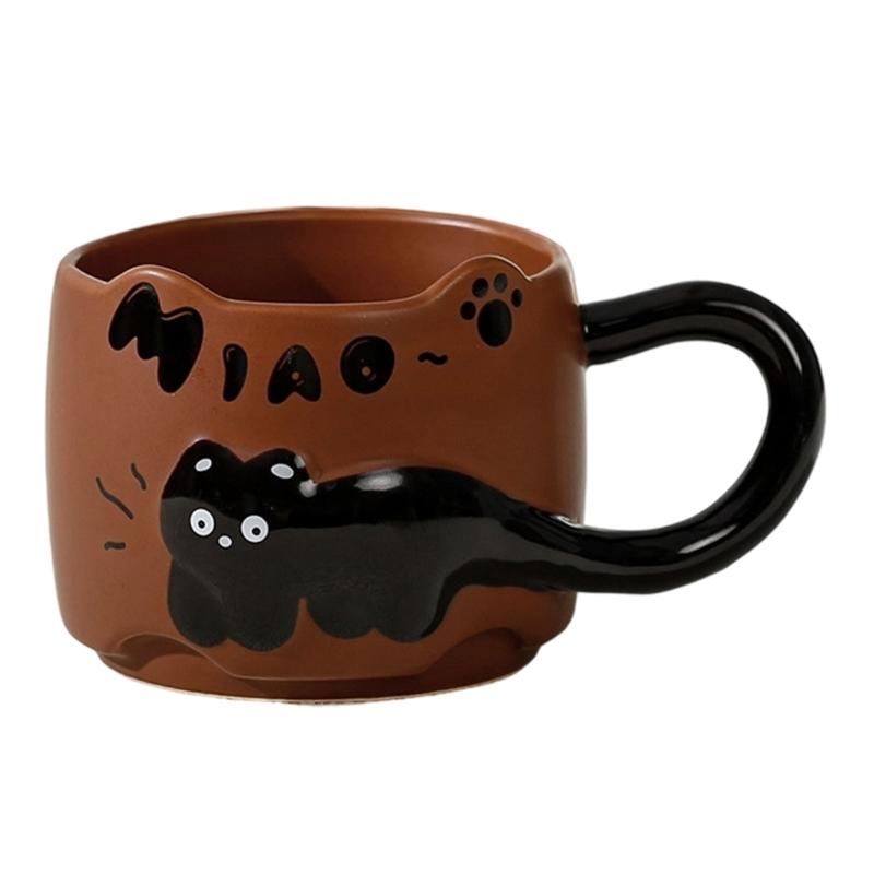 Black Cats Ceramic Mugs Heat Resistant to 1000C for Microwave Oven Use with Insulated Handle and Dishwasher Safe