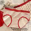 Big Size Lady Spring and Autumn Year Red Cotton Antibacterial Extended Crotch Waist Triangle Briefs