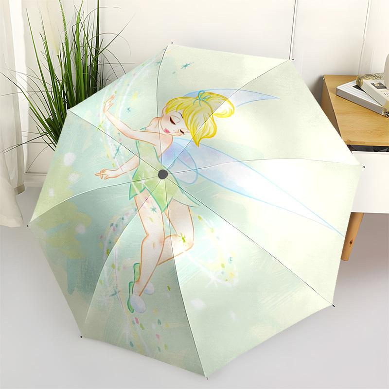 

Tinkerbell, Fairy Themed Automatic Opening and Closing Umbrella, Brightly Colored 8-rib Portable Umbrella, Suitable for Men and Women, A Perfect Gift