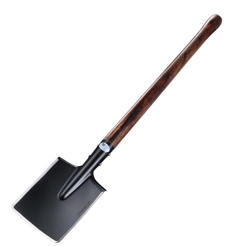 6B Multi-functional Entrenching Tool: Manganese Steel Large Combat Shovel with Wooden Handle, Vehicle-Mounted, Portable for Fishing and Outdoor Use.