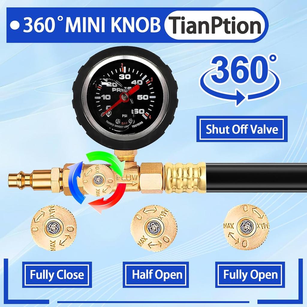 Upgraded RV Water Blow Out Winterizing Kit Sprinkler Winterization Hose With Oil Filled Pressure Gauge Compressor Winterize Adapter Plug, For Camper,