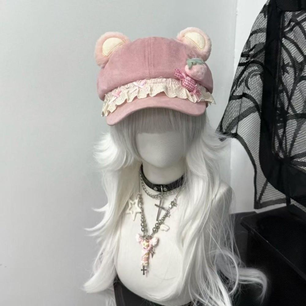 3D Cat Ears Cake Cat Ears Cap Lightweight Cat Ear Cap New Newsboy Cap  Party Wear