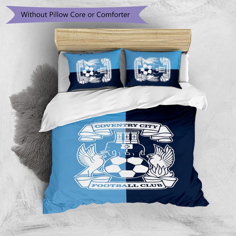 Set Lenzuola Stampato Coventry City Football 3 Pezzi, Comodo Set Copripiumino per Camera da Letto Amico della Pelle