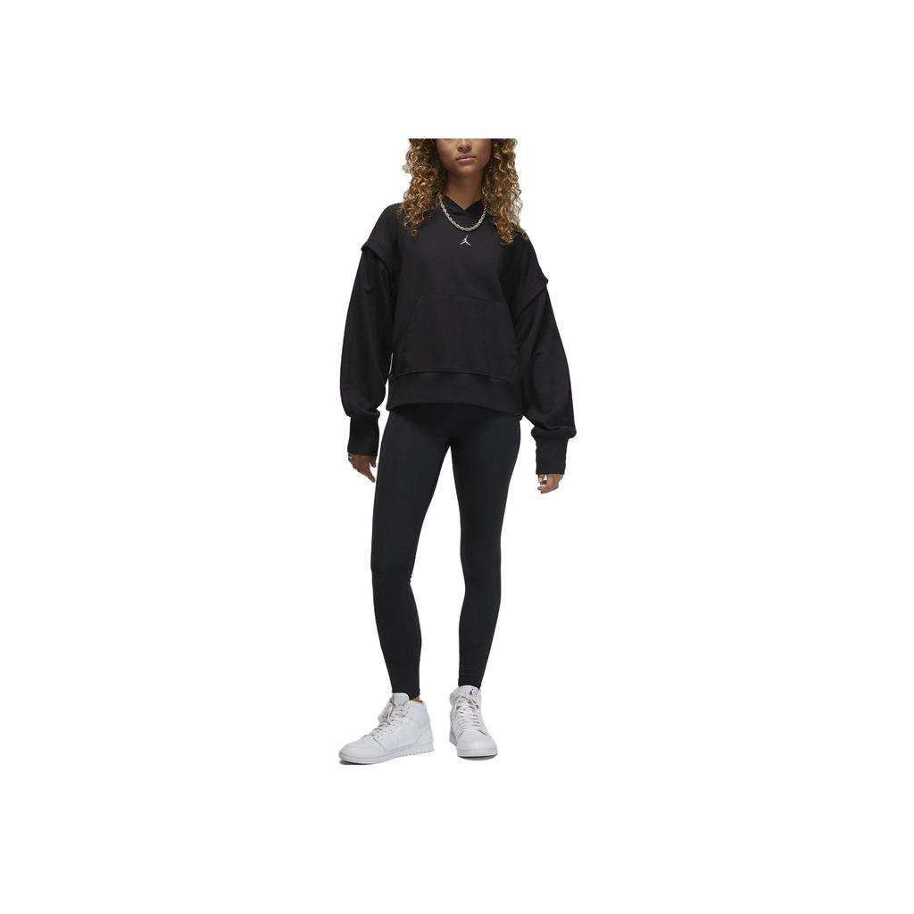 Jordan Solid Color Loose Hoodie Long Sleeve Women Tops Black FB4610-010