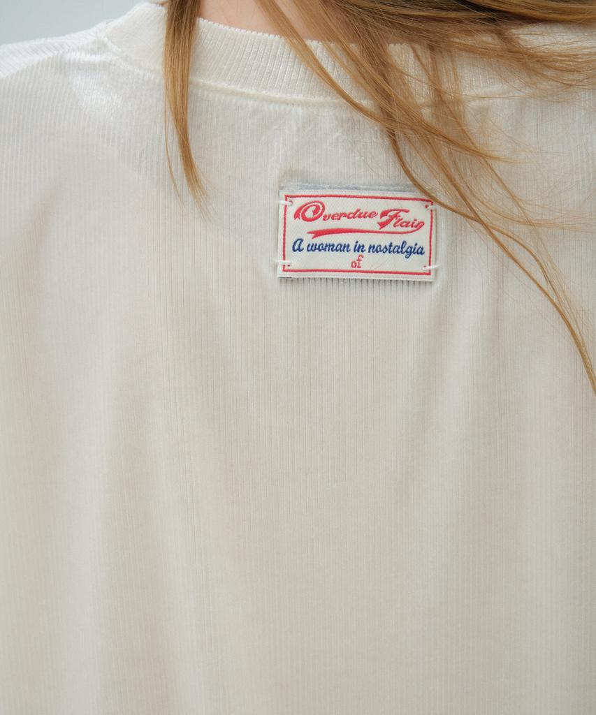 Obeodyupeulleeo Glow Loose Fit Velvet T-Shirt_Ivory