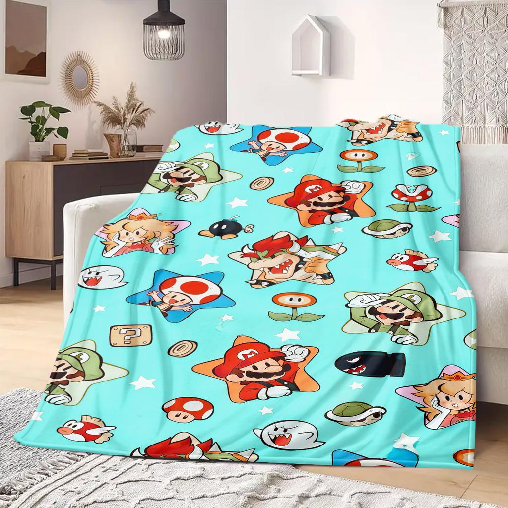 Mario Anime Print Blanket Warm Comfortable Flannel Blanket Suitable for Bedrooms, Sofas, Beds, Chairs, Picnics, Travel